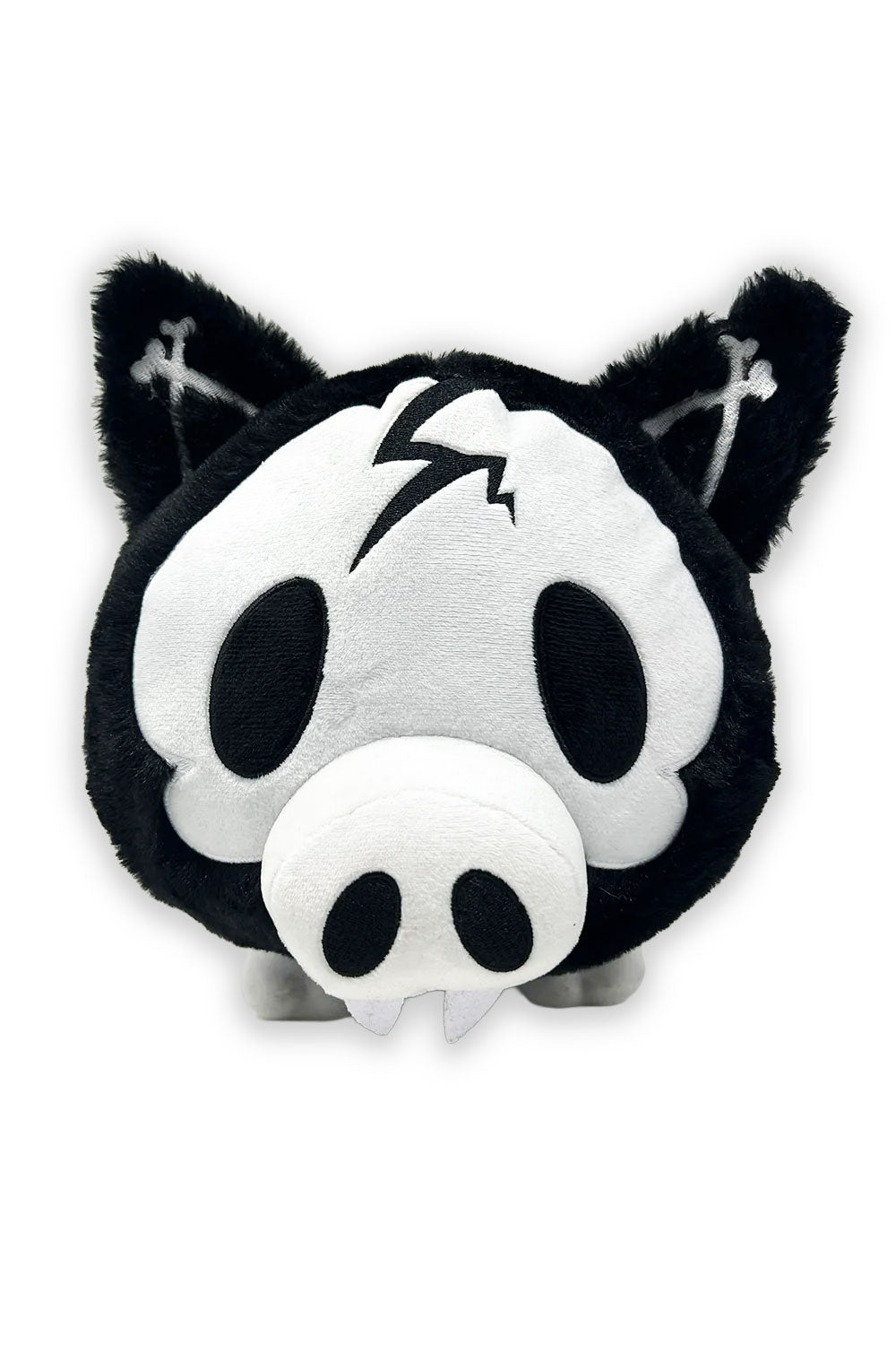 emo black and white stuffed animal skeleton plushie with spiral tail