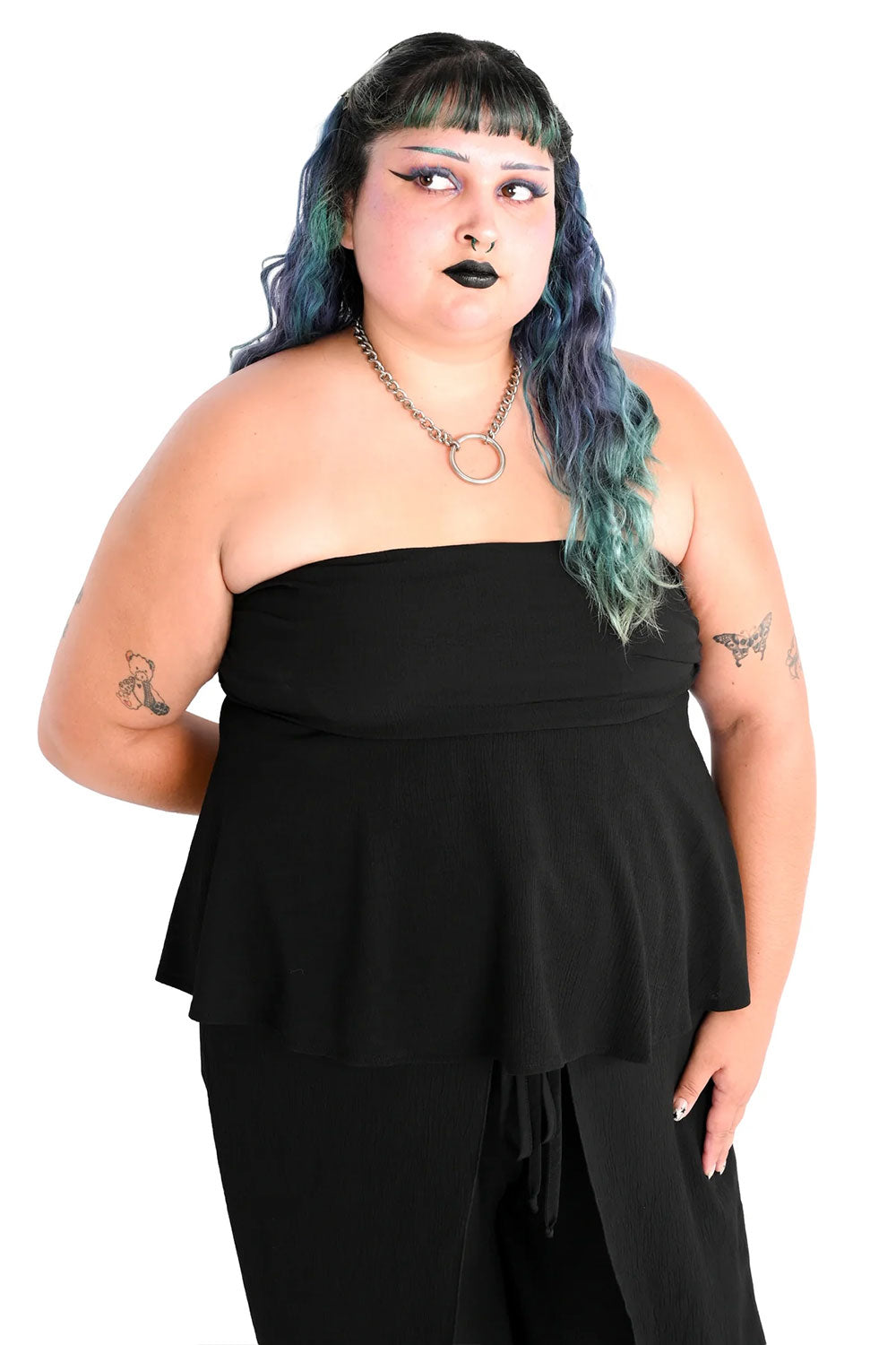 Plus size black tube top for goths with flattering fit