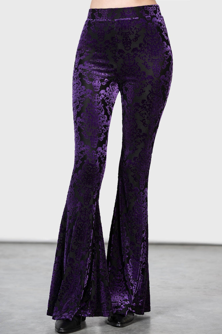 womens purple high waisted flared pans