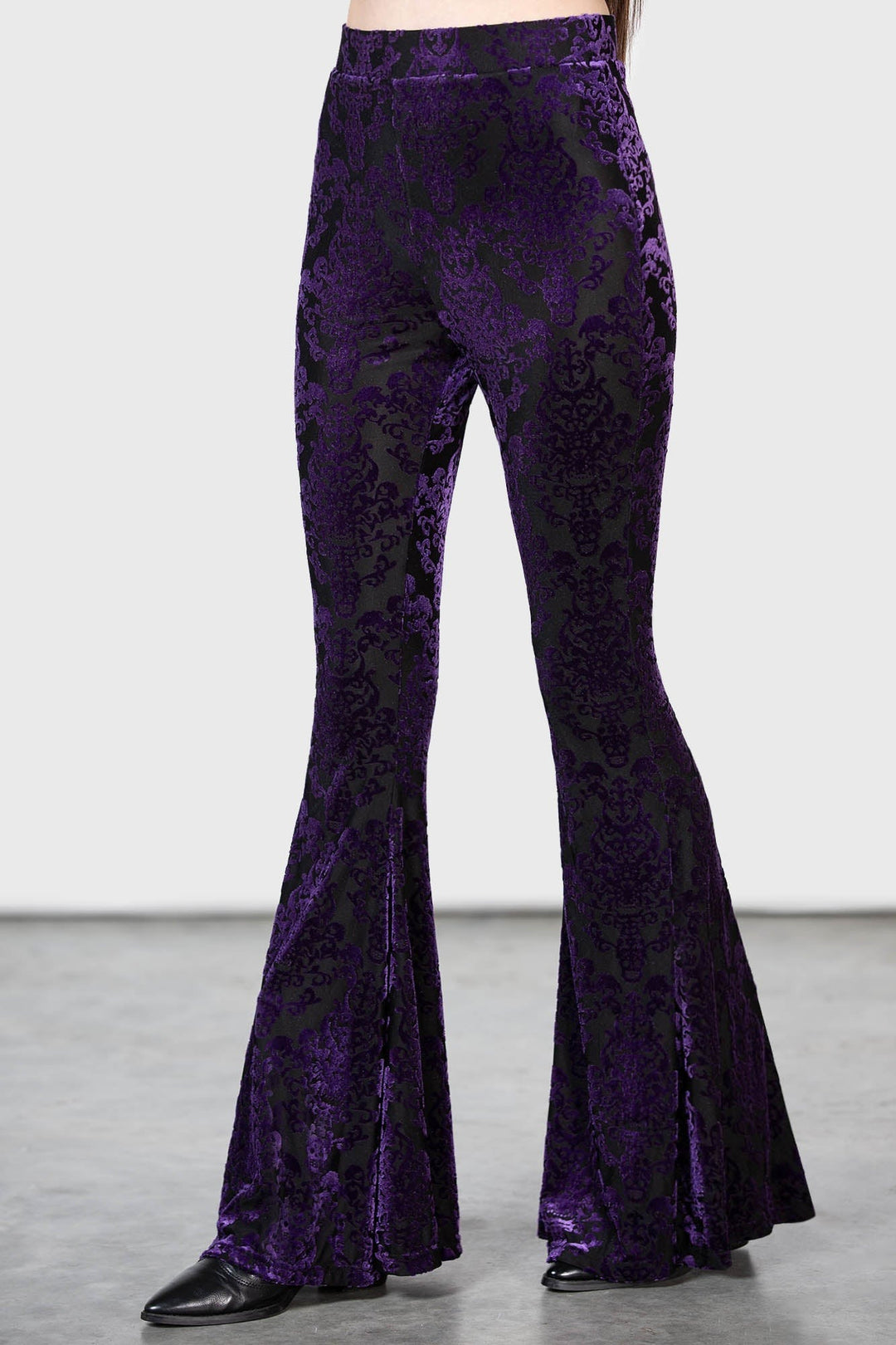 gothic purple high waisted flared pans for women