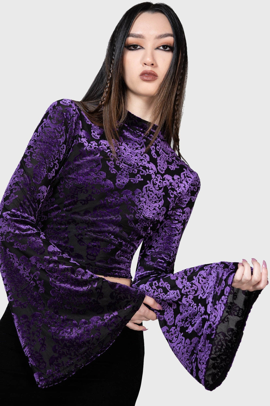 womens sexy backless purple velvet blouse