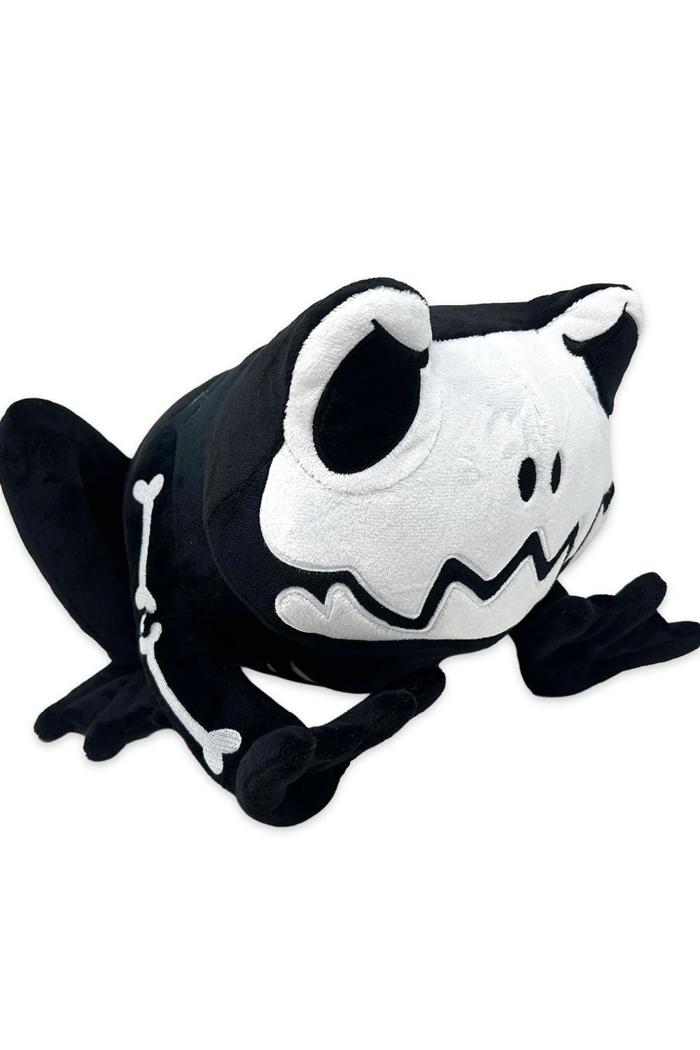black and white skeleton toad plush toy
