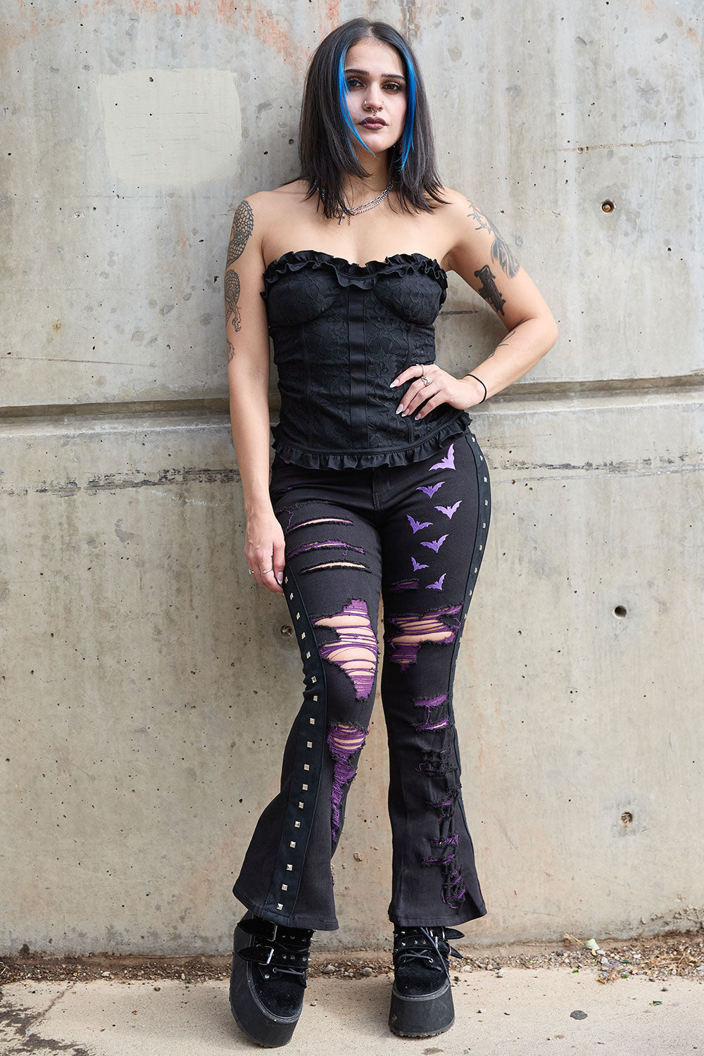 womens ruffle and lace black bustier top from VampireFreaks
