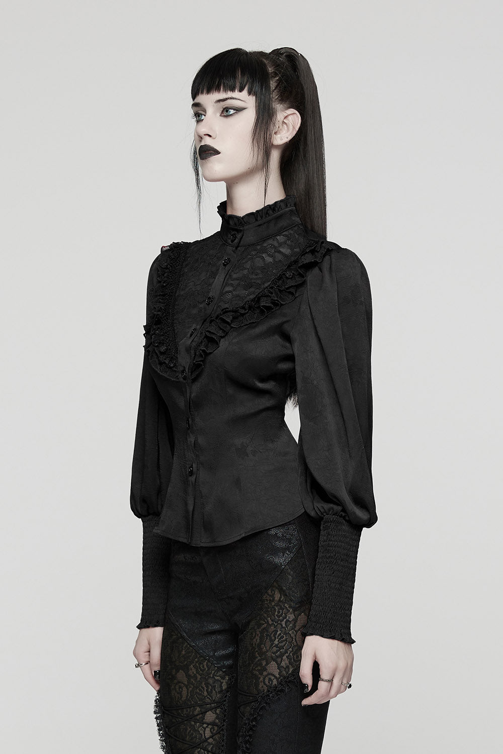 ruffled floral lace gothic blouse