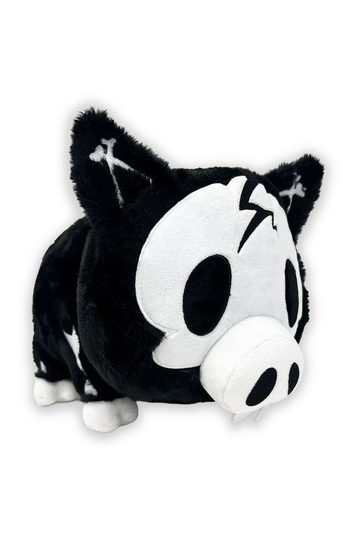 funny black and white stuffed animal skeleton plushie with spiral tail