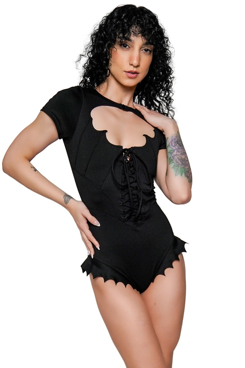 short sleeve womens batwing swimsuit with cups built-in