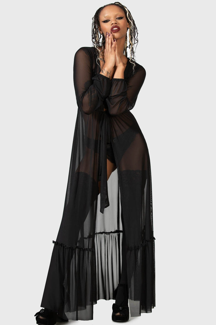 womens mesh black gothic robe