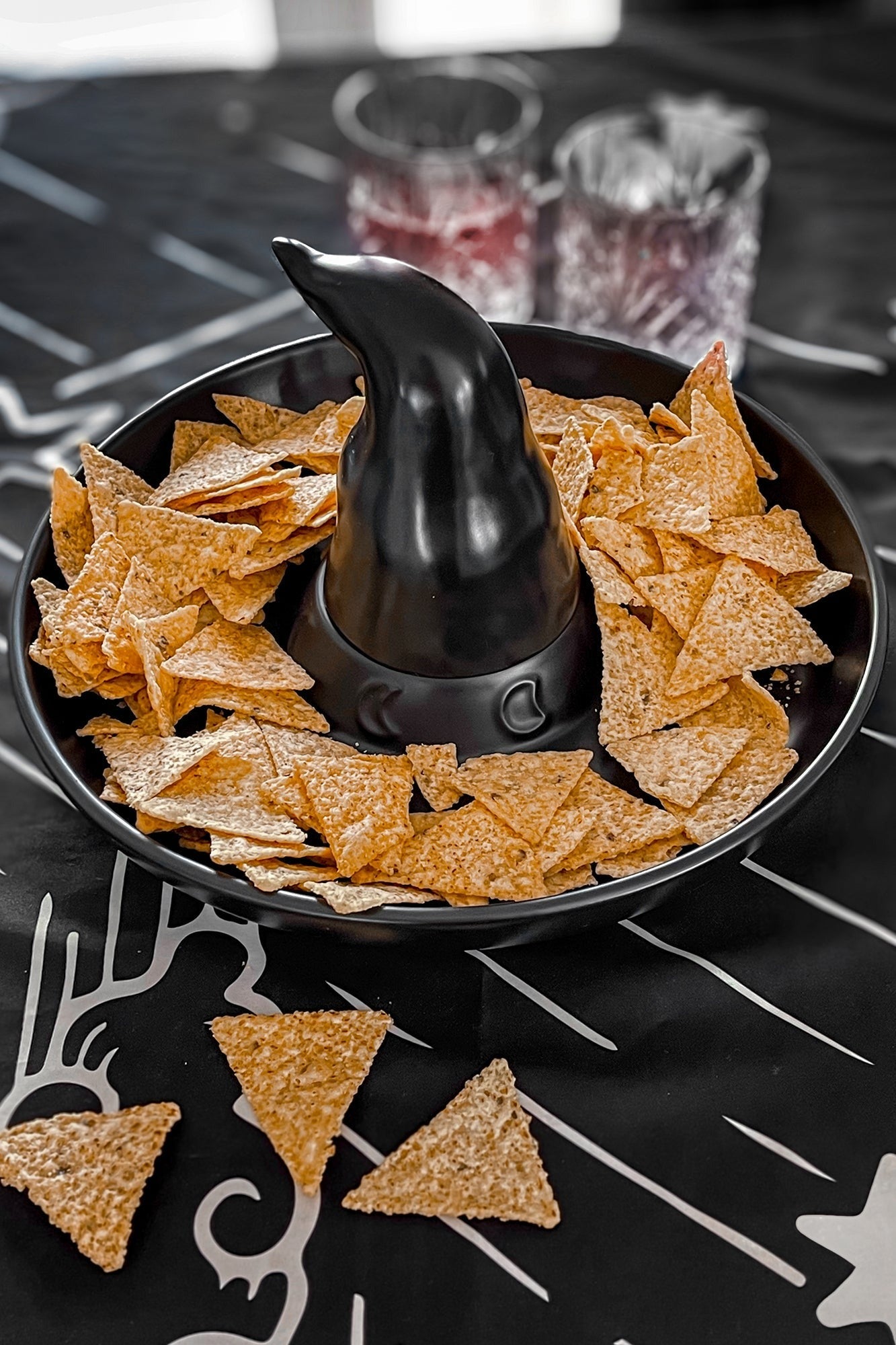 gothic halloween chip and dip party bowl