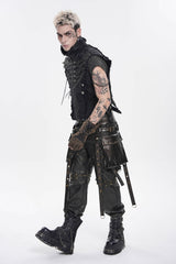 Mens black vest with chains