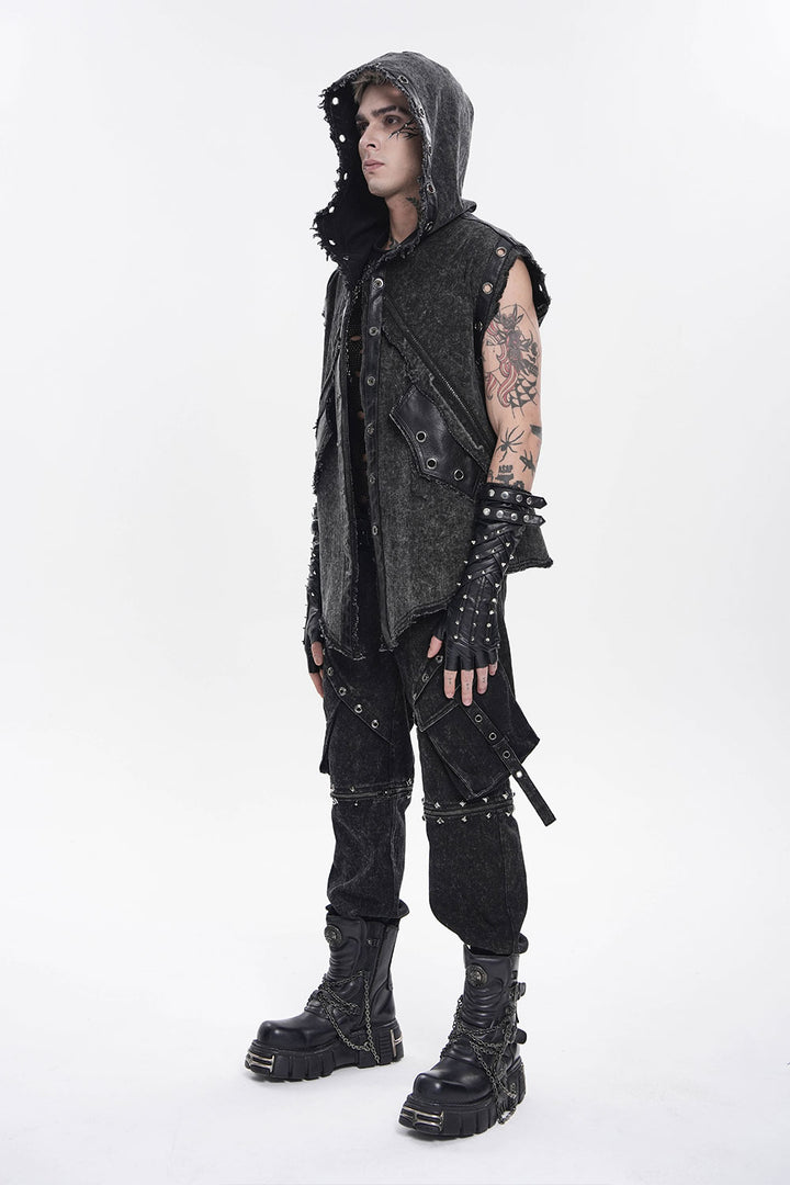 Punk vest with hood