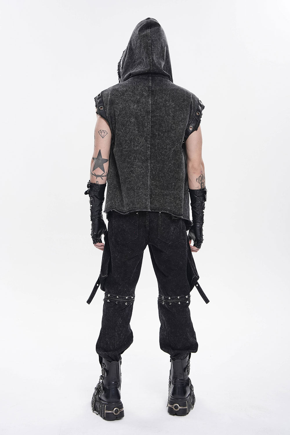 Mens punk vest with hood