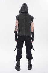 Mens punk vest with hood