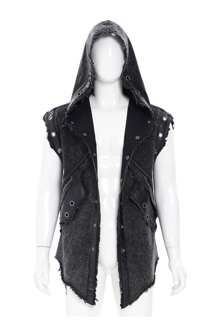 Mens punk hooded vest