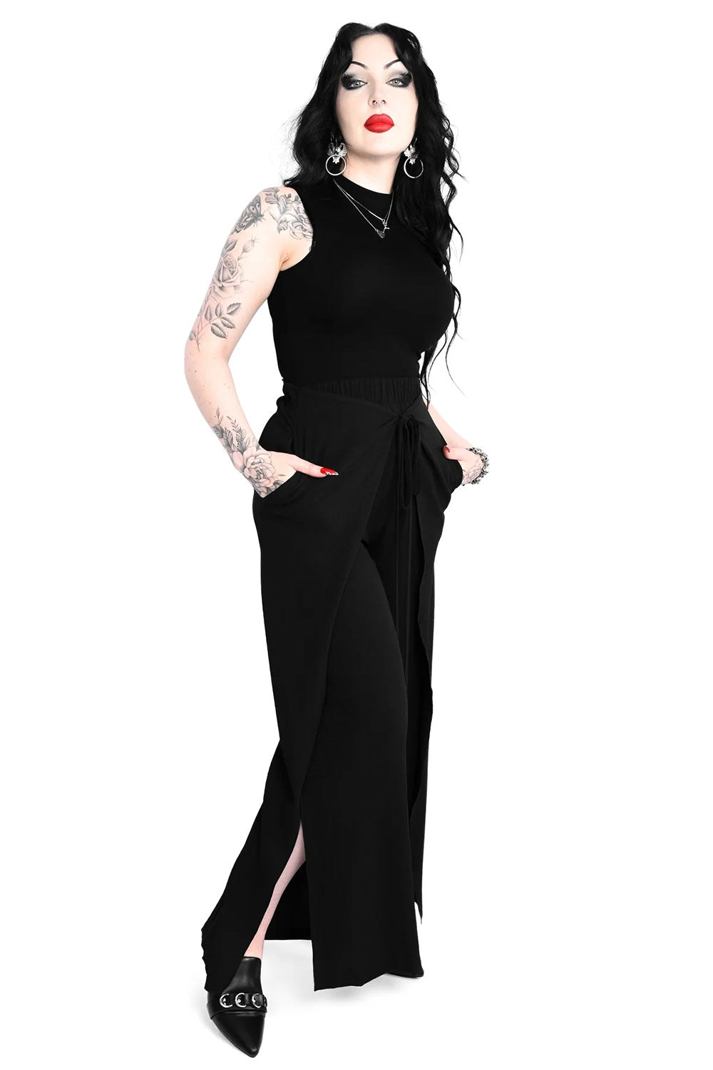 Foxblood tie waist womens loose pants