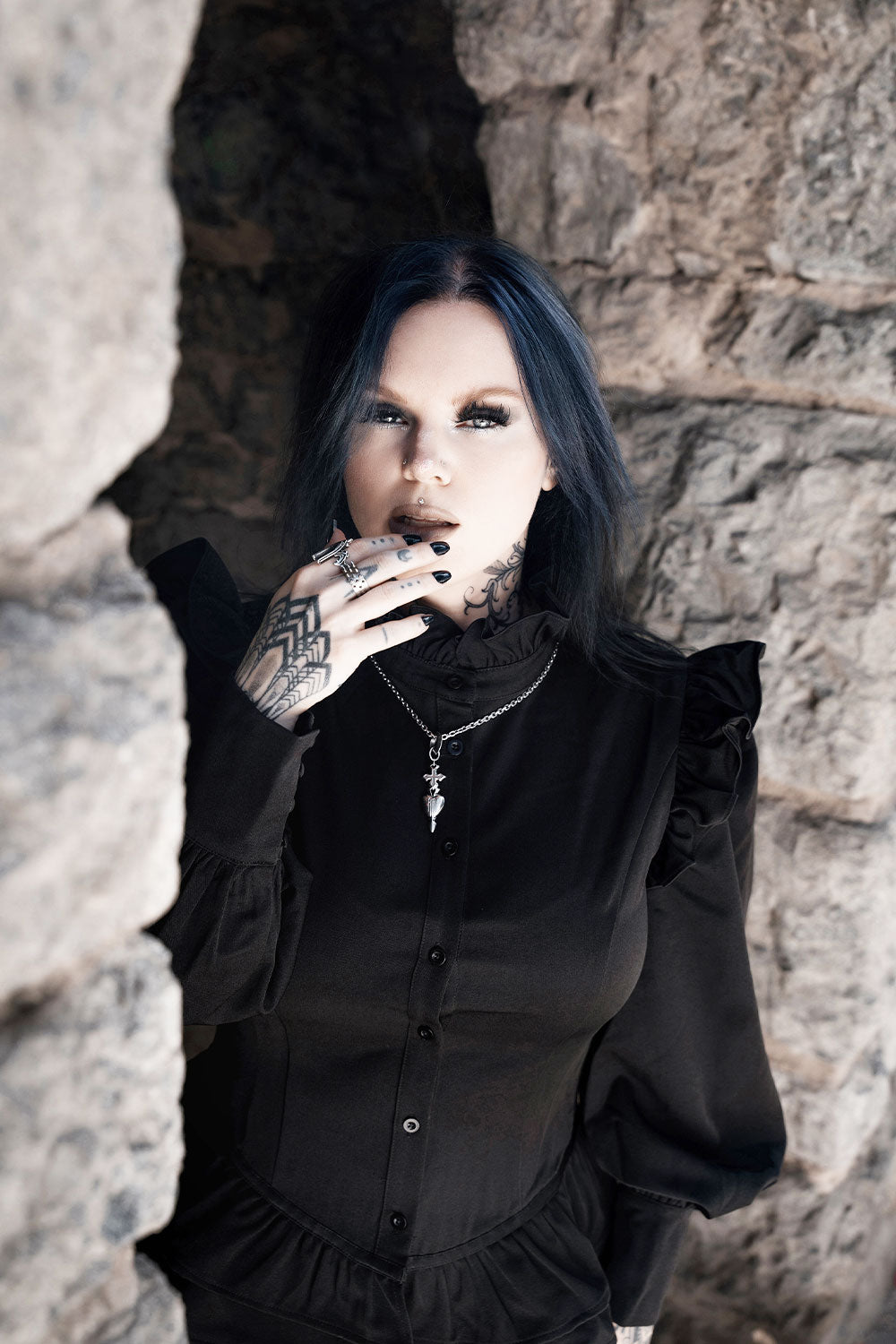 ruffled gothic top with cuffs