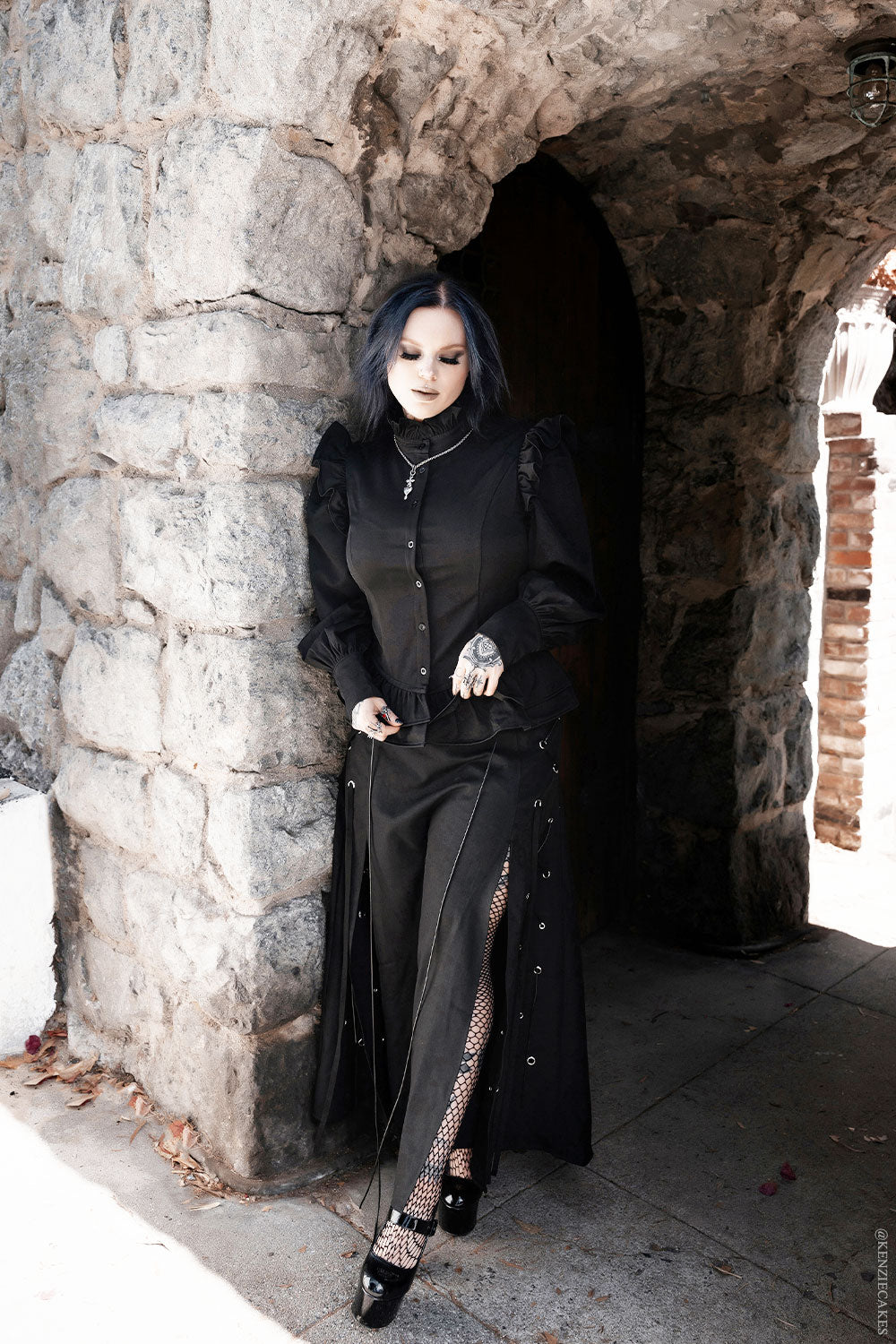 romantic chiffon ruffled gothic top