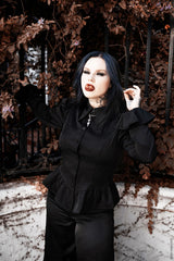 romantic victorian gothic peplum button-up top for women