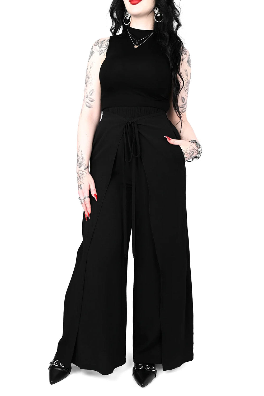 Casual black goth fashion pants