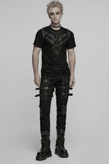 black punk mens short sleeve distressed tshirt