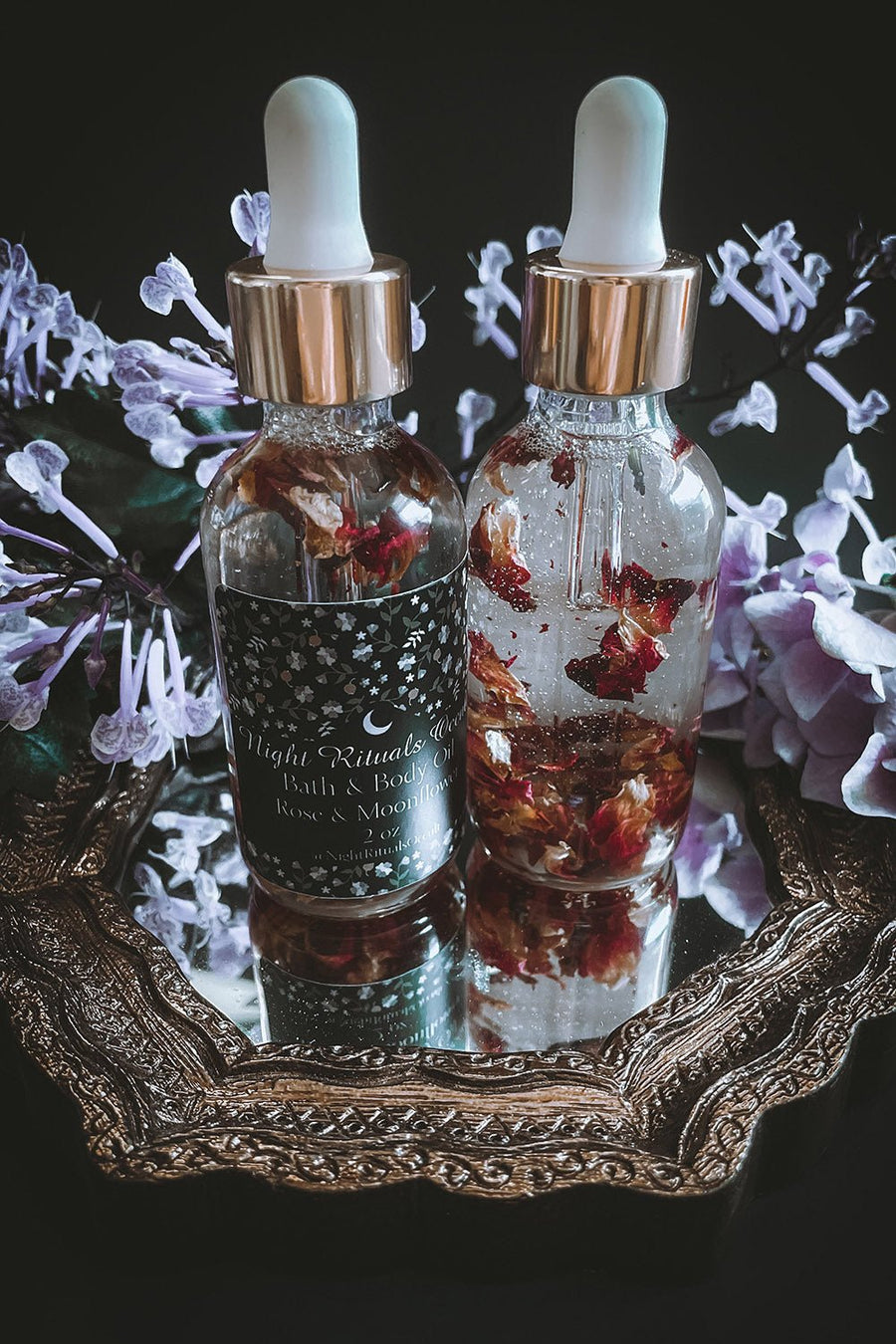 Adore Me: Moonflower & Rose Bath and Body Oil Set - cosmetics - VampireFreaks - Night Rituals Occult