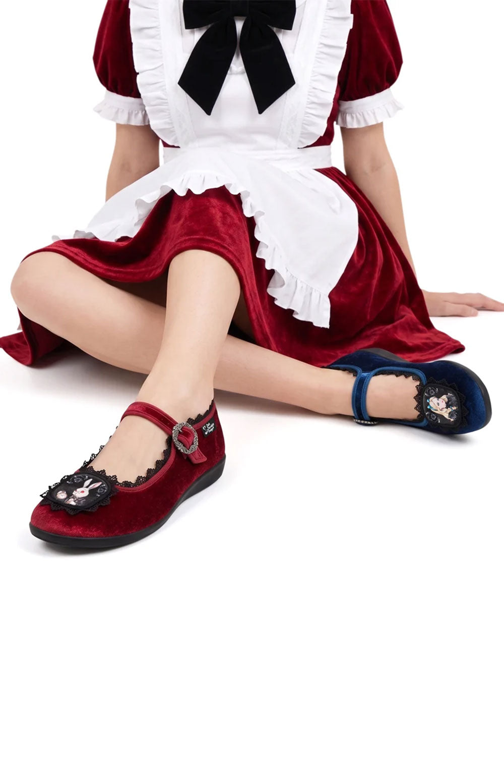Hot Chocolate Design Alice in Wonder Dark Mary Jane flats for goth punk emo fashion lovers and dark alternative outfits
