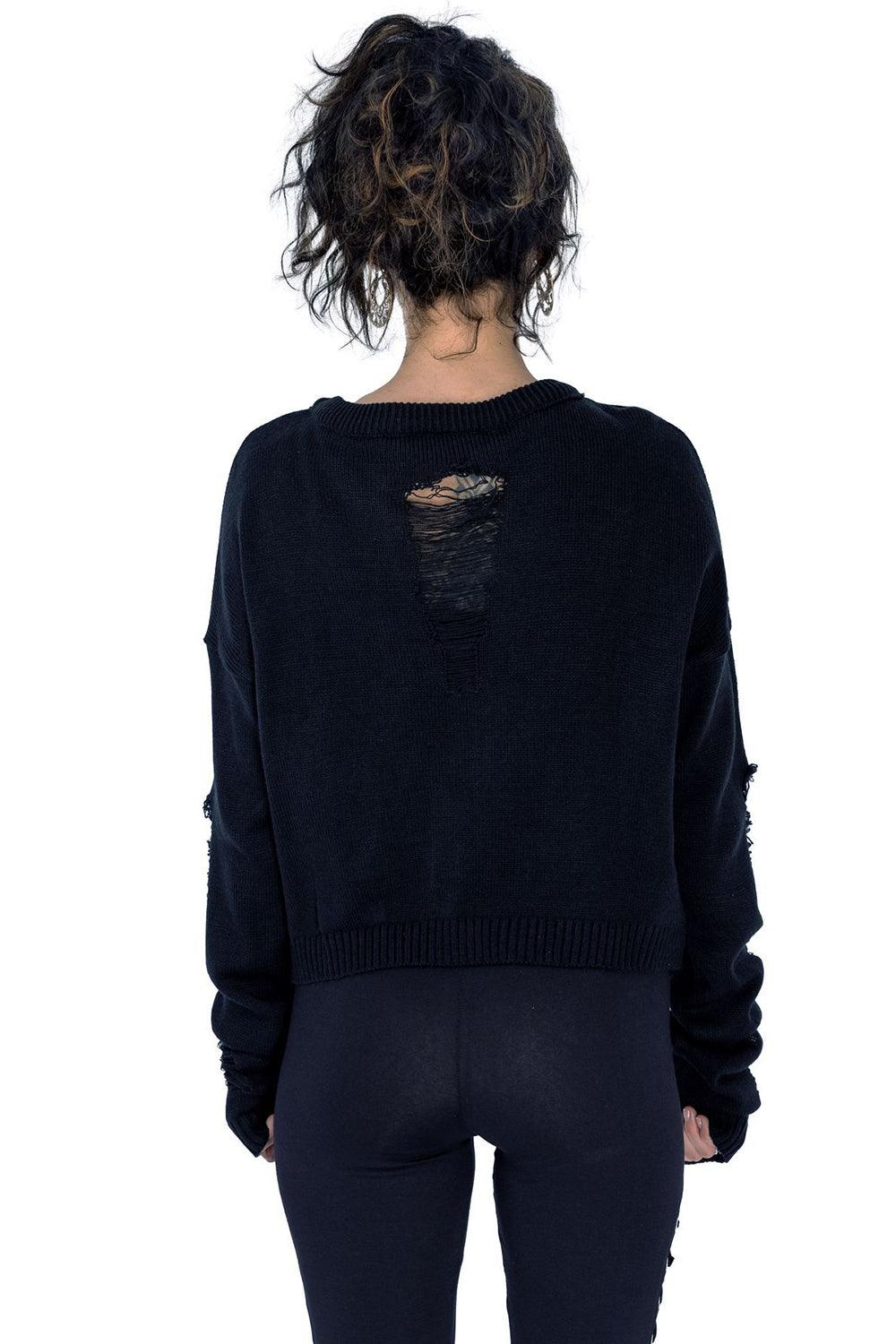 Akela Cropped Sweater Top - womens tops - VampireFreaks - Poizen Industries