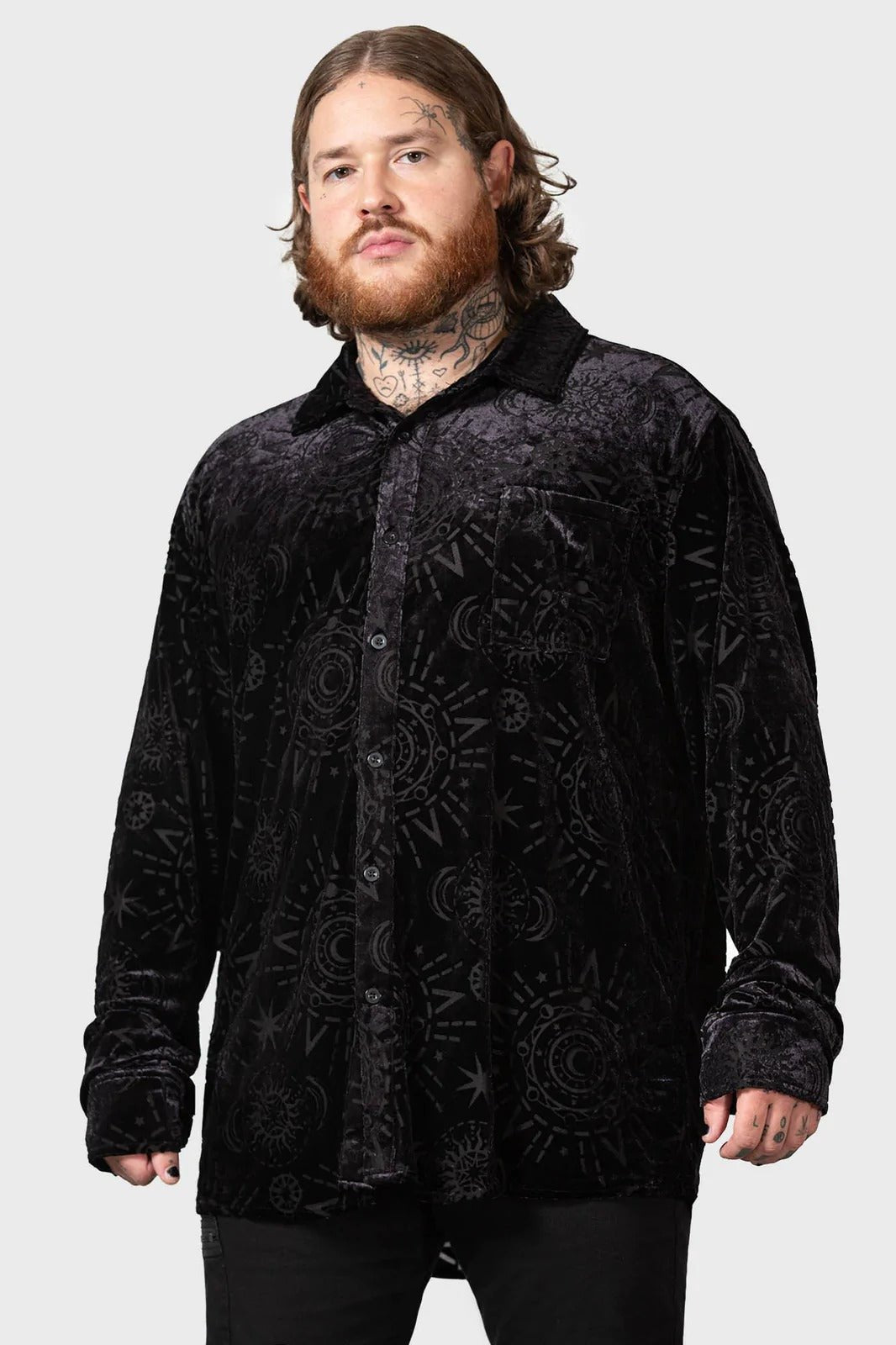 Alchemight Burnout Button - Up Shirt [UNISEX] - mens tops - VampireFreaks - Killstar