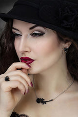 gothic black rose stud earrings