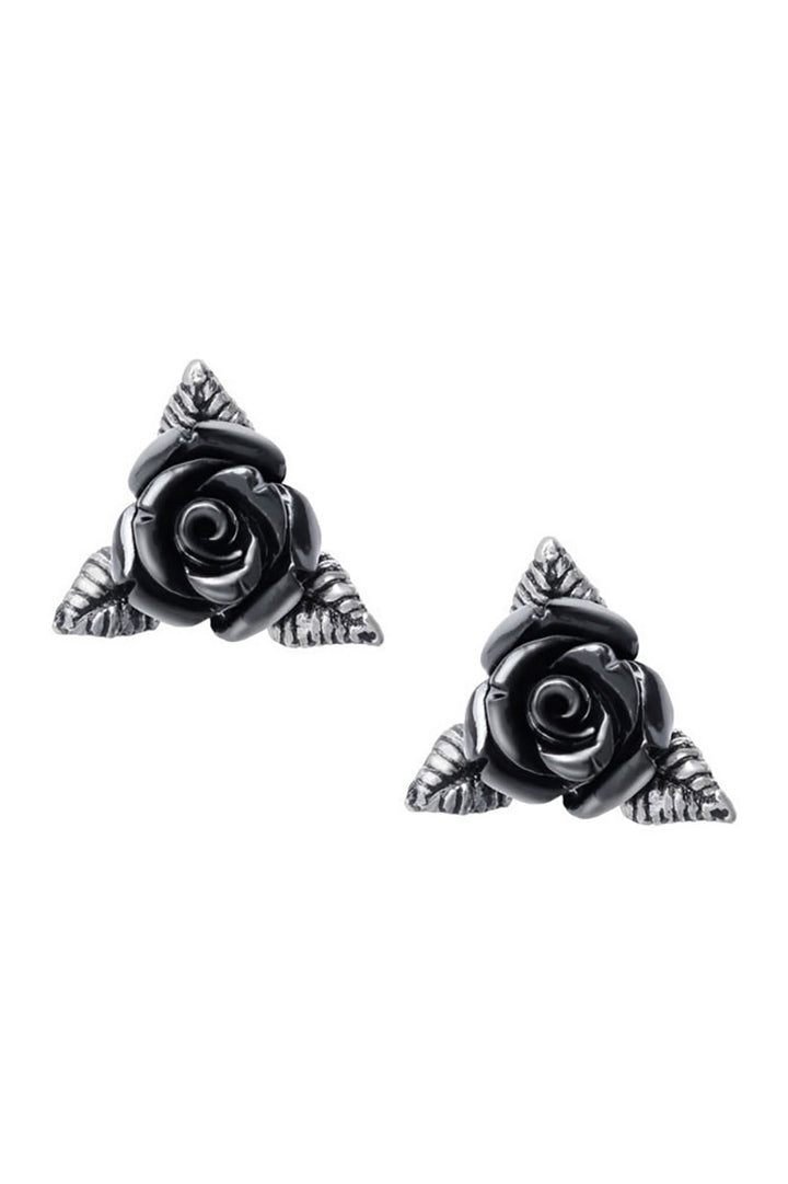 black rose stud earrings
