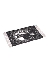 Goth home decor cat rug in black and white