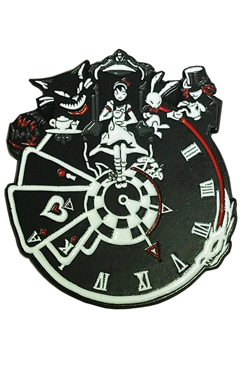 Alice in Wonderland Clock Pin - pins & patches - VampireFreaks - VampireFreaks