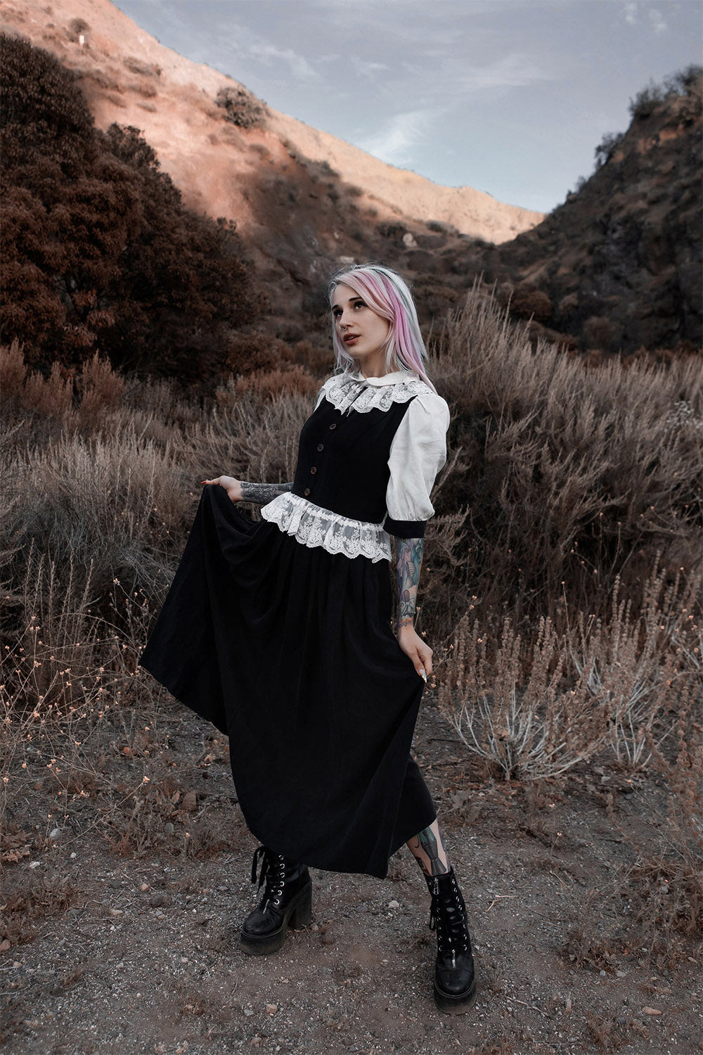 lively ghosts witchy black and white dress