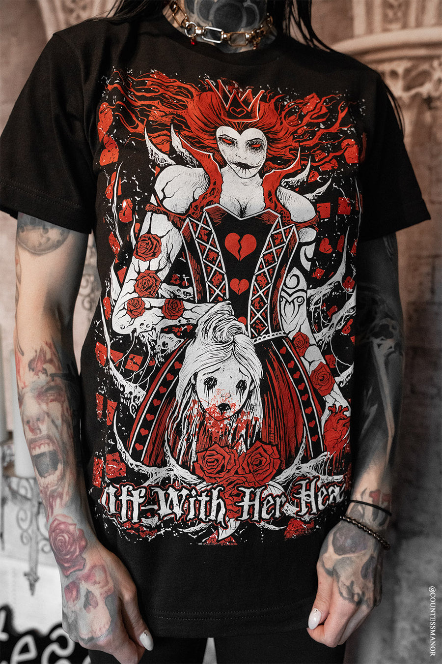 queen of hearts and alice in wonderland shirt