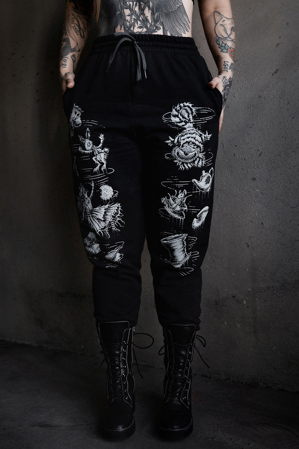 dark alice in wonderland joggers