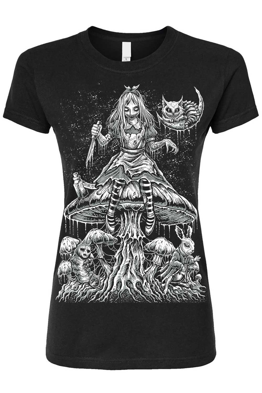 gothic womens short sleeve alice in wonderland t-shirt
