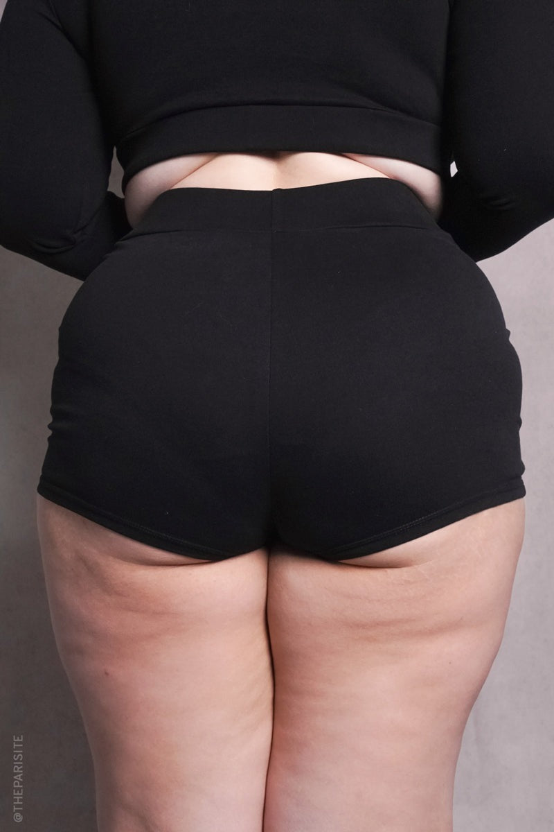 womens high-waisted emo lace-up corset shorts
