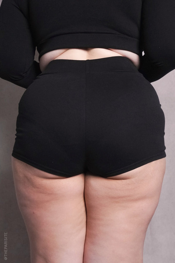 womens high-waisted emo lace-up corset shorts
