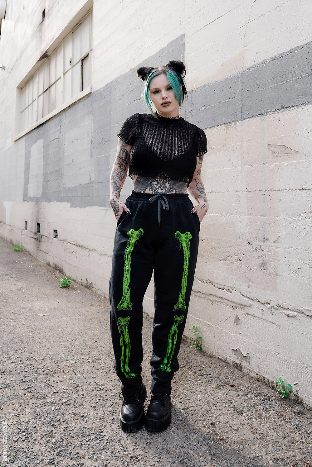 punk skeleton sweatpants