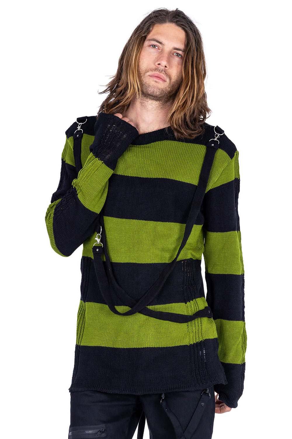 Amalric Jumper Sweater [Black/Green] - mens tops - VampireFreaks - Poizen Industries