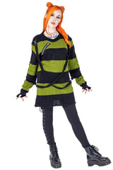 Amalric Jumper Sweater [Black/Green] - mens tops - VampireFreaks - Poizen Industries