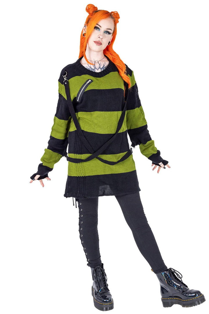 Amalric Jumper Sweater [Black/Green] - mens tops - VampireFreaks - Poizen Industries