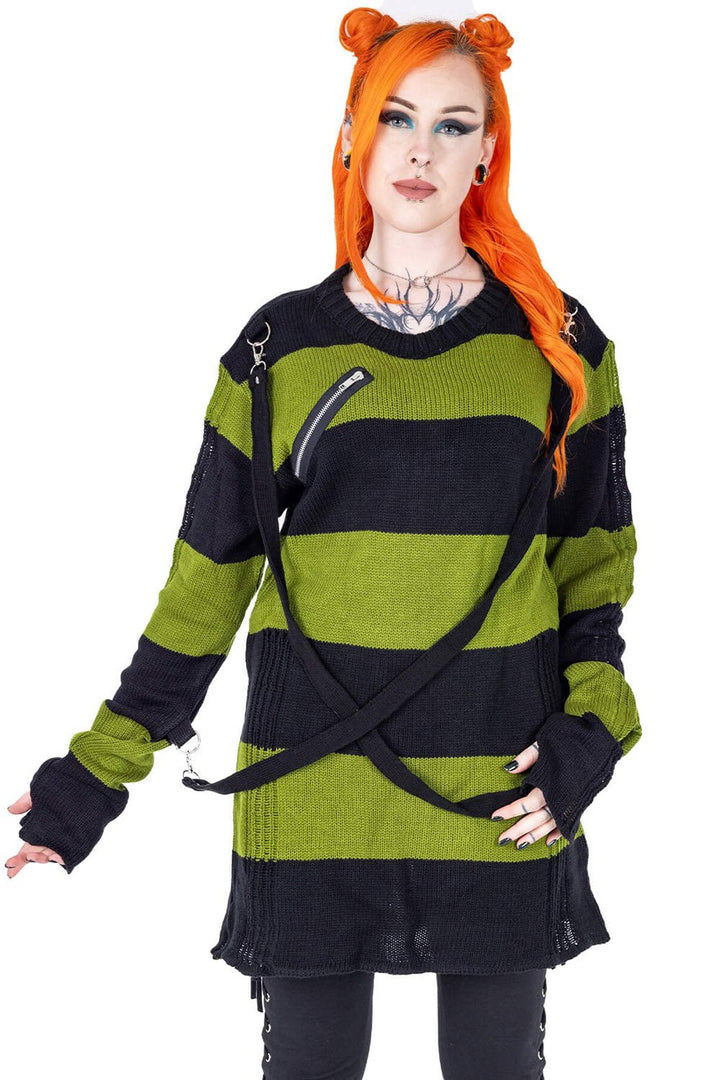 Amalric Jumper Sweater [Black/Green] - mens tops - VampireFreaks - Poizen Industries