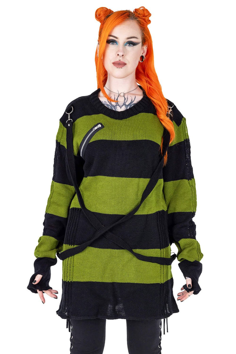 Amalric Jumper Sweater [Black/Green] - mens tops - VampireFreaks - Poizen Industries