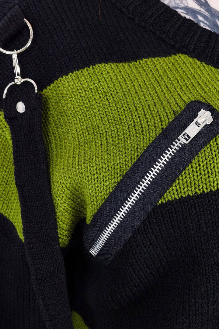 Amalric Jumper Sweater [Black/Green] - mens tops - VampireFreaks - Poizen Industries