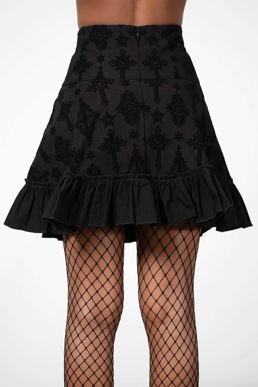 Amelie Flocked Mini Skirt - skirts - VampireFreaks - Killstar