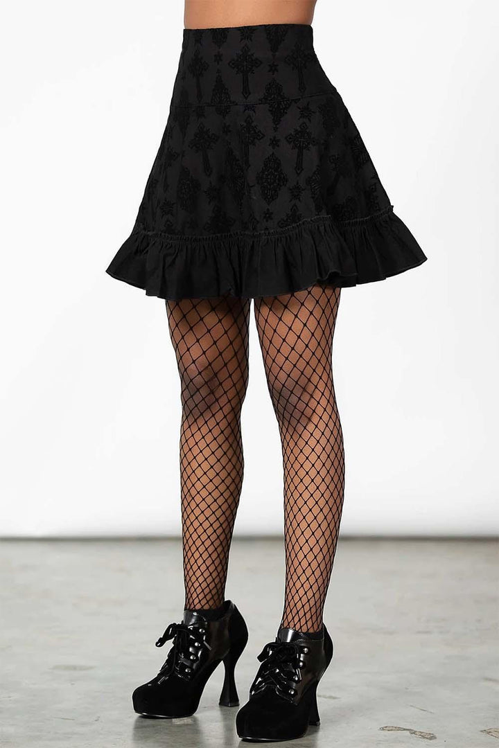 Amelie Flocked Mini Skirt - skirts - VampireFreaks - Killstar