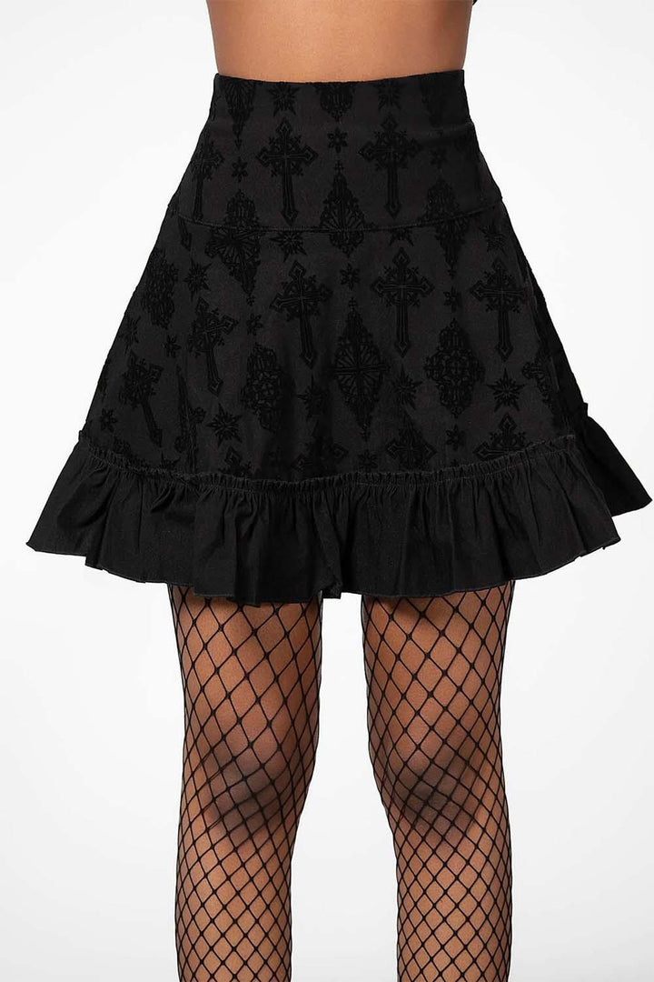 Amelie Flocked Mini Skirt - skirts - VampireFreaks - Killstar