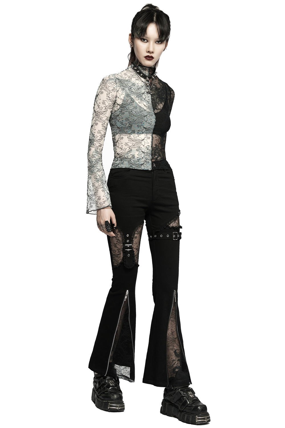 Amphetamine Lace Flare Pants - womens bottoms - VampireFreaks - Punk Rave