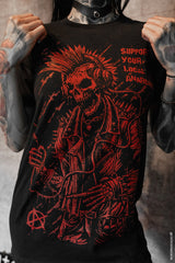 red anarchy Skeleton short sleeve shirt