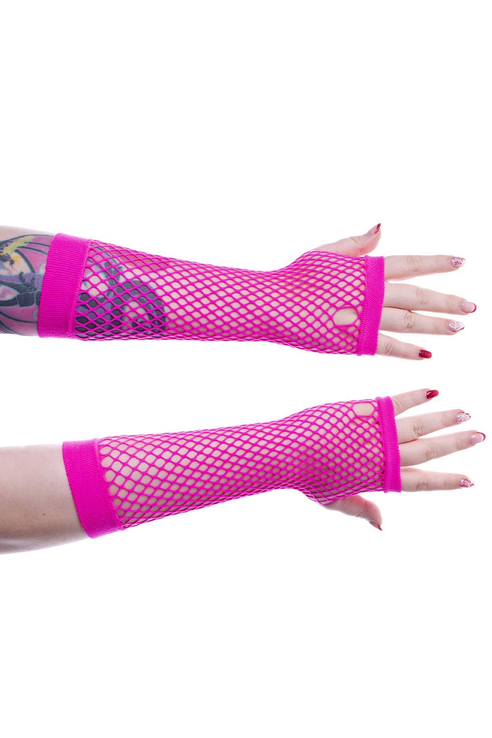 Andar Mesh Gloves [PINK] - gloves & armwarmers - VampireFreaks - Poizen Industries